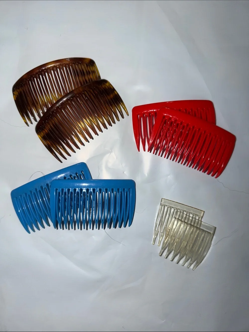 Vintage 80s GOODY Hair Combs Lot of 8 Tortoishell Red Blue Side Tuck Indie